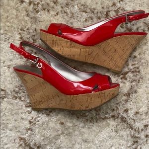 Guess - Red Patent Leather Cork Wedge